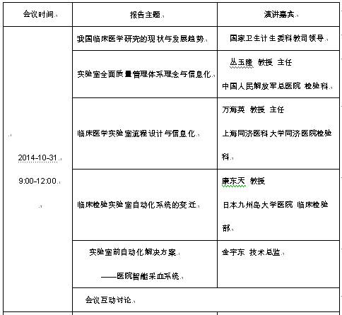 2014臨床實驗室自動化與信息管理學術會議