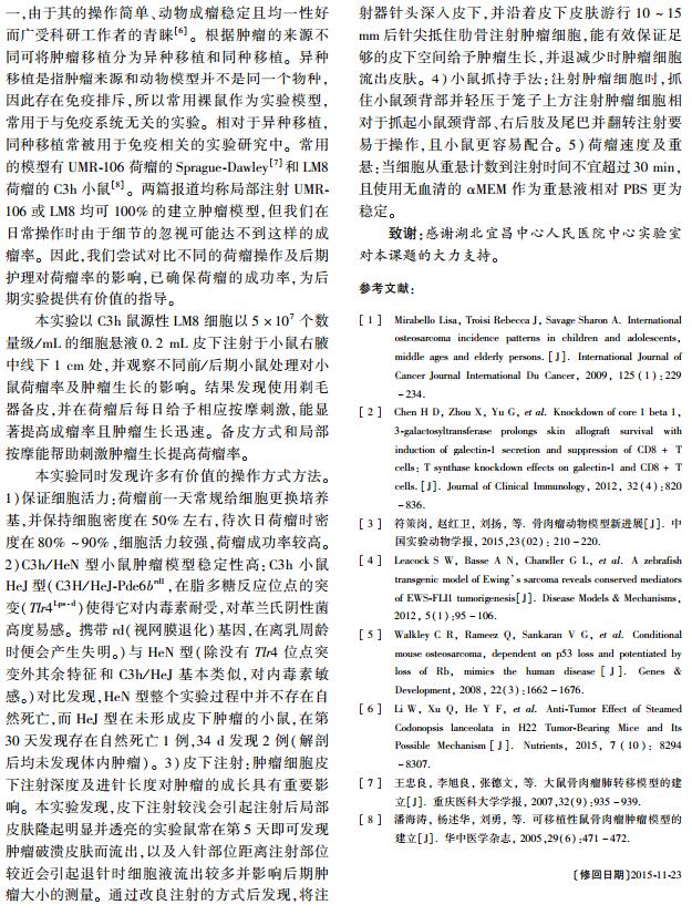 小鼠骨肉瘤模型構(gòu)建的關(guān)鍵